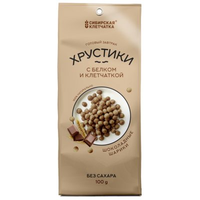 Готовый завтрак Хрустики с белком и клетчаткой | шоколад, 100 гр